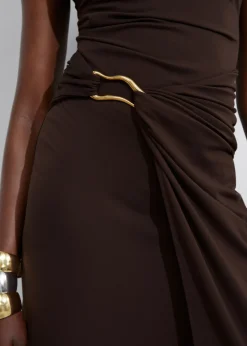 Discount & Other Stories Robe Midi Drapée Marron