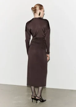 Cheap & Other Stories Robe Midi Drapée Marron foncé