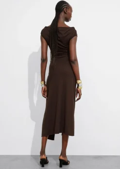 Discount & Other Stories Robe Midi Drapée Marron