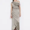 Best Sale & Other Stories Robe Midi Drapée En Satin Gris