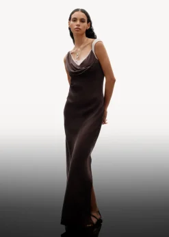 Hot & Other Stories Robe Midi Drapée En Soie Marron