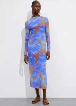 Online & Other Stories Robe Midi Drapée Et Imprimée Imprimé bleu