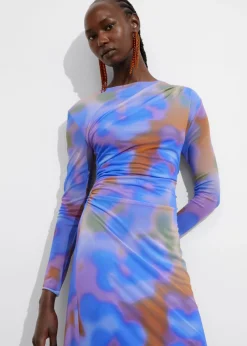 Online & Other Stories Robe Midi Drapée Et Imprimée Imprimé bleu
