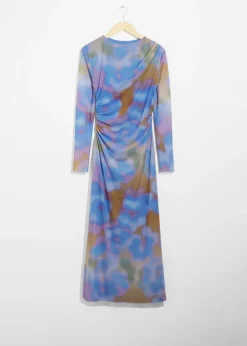 Online & Other Stories Robe Midi Drapée Et Imprimée Imprimé bleu