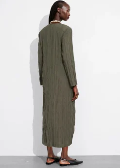 Store & Other Stories Robe Midi Effet Froissé Kaki