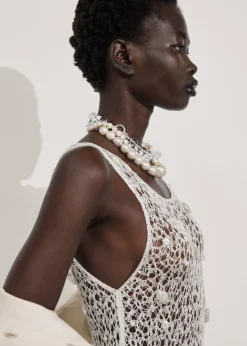 Cheap & Other Stories Robe Midi En Crochet Perlé Blanc