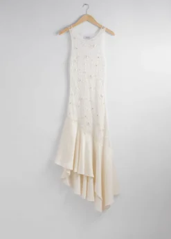 Cheap & Other Stories Robe Midi En Crochet Perlé Blanc