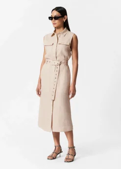 Cheap & Other Stories Robe Midi En Lin De Style Utilitaire Beige