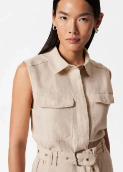 Cheap & Other Stories Robe Midi En Lin De Style Utilitaire Beige