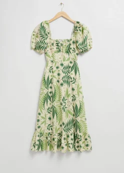 Online & Other Stories Robe Midi En Lin Et à Manches Bouffantes