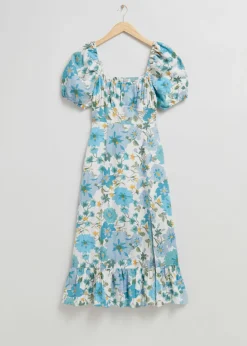 Online & Other Stories Robe Midi En Lin Et à Manches Bouffantes