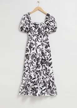 Online & Other Stories Robe Midi En Lin Et à Manches Bouffantes