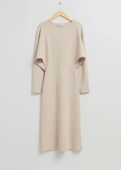 New & Other Stories Robe Midi En Maille Beige