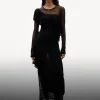 New & Other Stories Robe Midi En Maille à Superposition Noir
