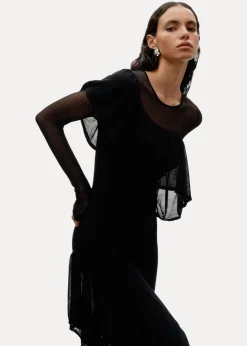 New & Other Stories Robe Midi En Maille à Superposition Noir