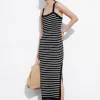 Flash Sale & Other Stories Robe Midi En Maille Jacquard Rayures noires/blanches