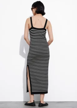 Flash Sale & Other Stories Robe Midi En Maille Jacquard Rayures noires/blanches