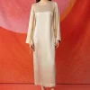 Cheap & Other Stories Robe Midi En Satin à Franges Couleur crème