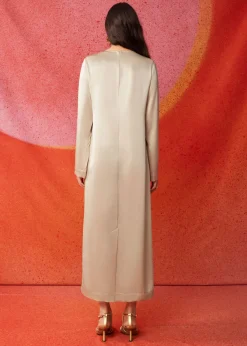 Cheap & Other Stories Robe Midi En Satin à Franges Couleur crème