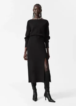 New & Other Stories Robe Midi Fendue Noir