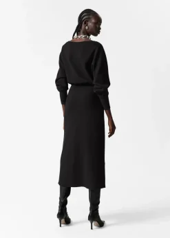 New & Other Stories Robe Midi Fendue Noir