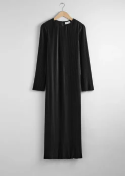 Cheap & Other Stories Robe Midi Plissée Noir