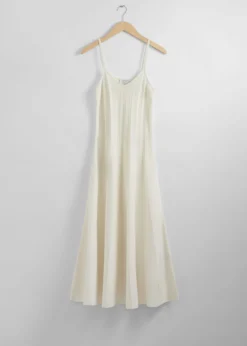 Best Sale & Other Stories Robe Midi Plissée à Bretelles Couleur crème