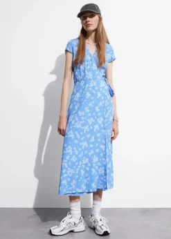 Shop & Other Stories Robe Midi Portefeuille à Motif Imprimé bleu