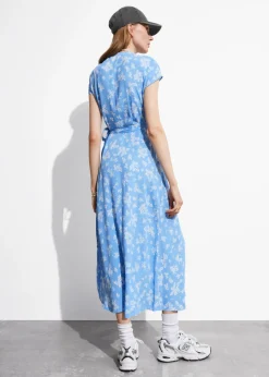 Shop & Other Stories Robe Midi Portefeuille à Motif Imprimé bleu