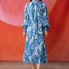 Store & Other Stories Robe Midi Portefeuille Avec Lien à Nouer Au Col Imprimé floral bleu