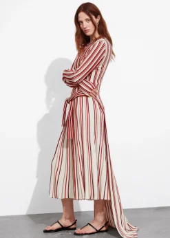 Sale & Other Stories Robe Midi Rayée Rayures rouges