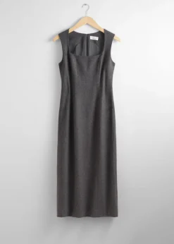Cheap & Other Stories Robe Midi Sans Manches En Laine Gris
