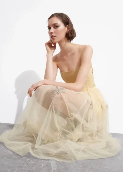 Cheap & Other Stories Robe Midi Transparente De Style Corset Beige