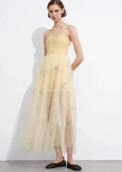 Cheap & Other Stories Robe Midi Transparente De Style Corset Beige