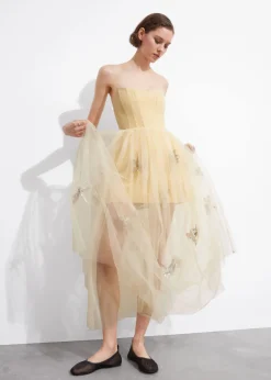 Cheap & Other Stories Robe Midi Transparente De Style Corset Beige