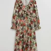 Shop & Other Stories Robe Midi Volantée Vert/Rose/Rouge