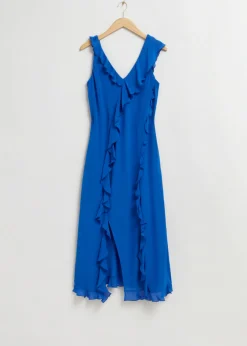 Best Sale & Other Stories Robe Midi Volantée Bleu vif