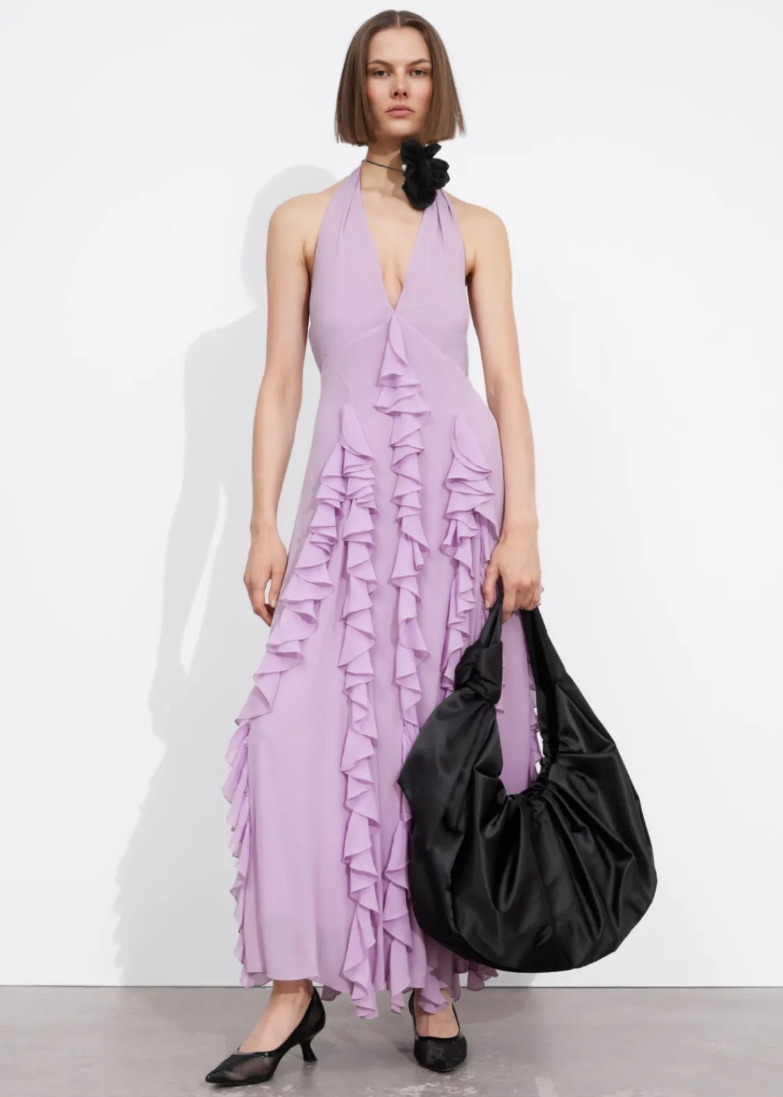 Best & Other Stories Robe Midi Volantée à Dos Nu Lilas