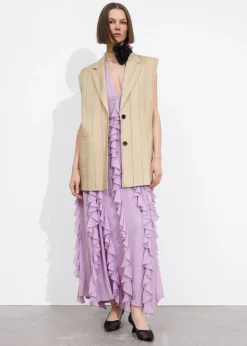 Best & Other Stories Robe Midi Volantée à Dos Nu Lilas