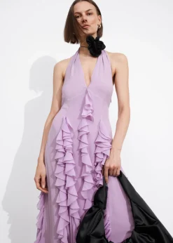 Best & Other Stories Robe Midi Volantée à Dos Nu Lilas