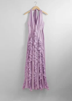 Best & Other Stories Robe Midi Volantée à Dos Nu Lilas
