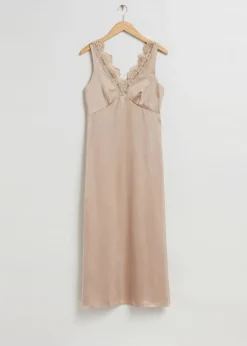 Cheap & Other Stories Robe Nuisette à Bordures En Dentelle Beige clair