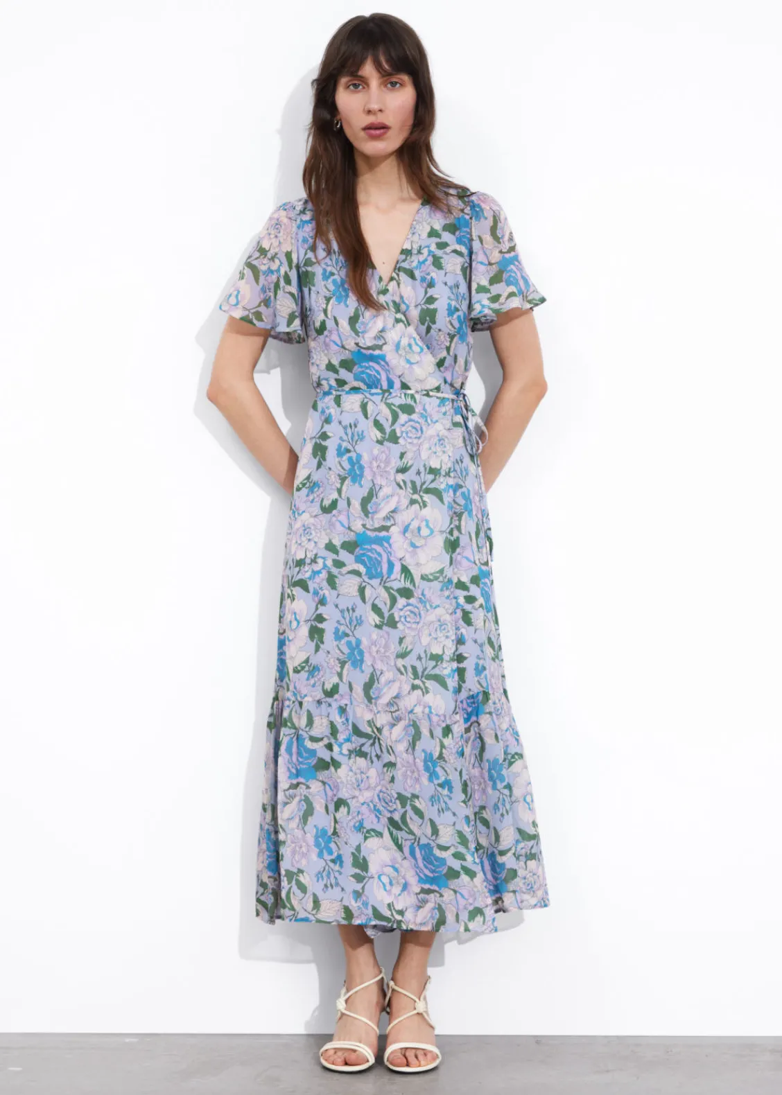 Best & Other Stories Robe Portefeuille Midi à Manches Ornées De Volants