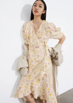 Shop & Other Stories Robe Portefeuille Midi En Lin