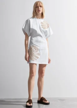 Clearance & Other Stories Robe T-shirt Courte Brodée Blanc