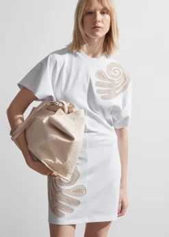 Clearance & Other Stories Robe T-shirt Courte Brodée Blanc