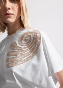 Clearance & Other Stories Robe T-shirt Courte Brodée Blanc
