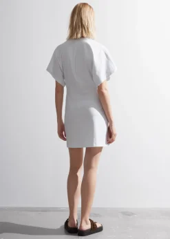 Clearance & Other Stories Robe T-shirt Courte Brodée Blanc