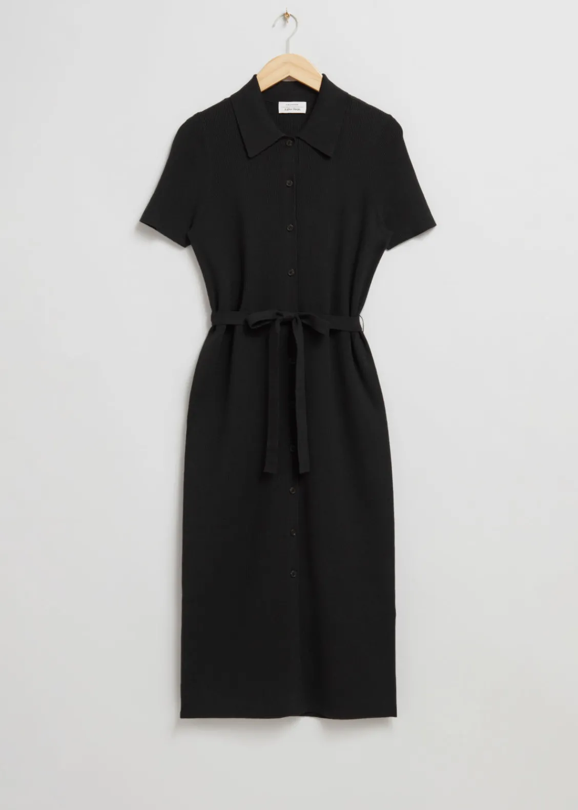Flash Sale & Other Stories Robe-chemise Midi Ajustée Boutonnée Noir