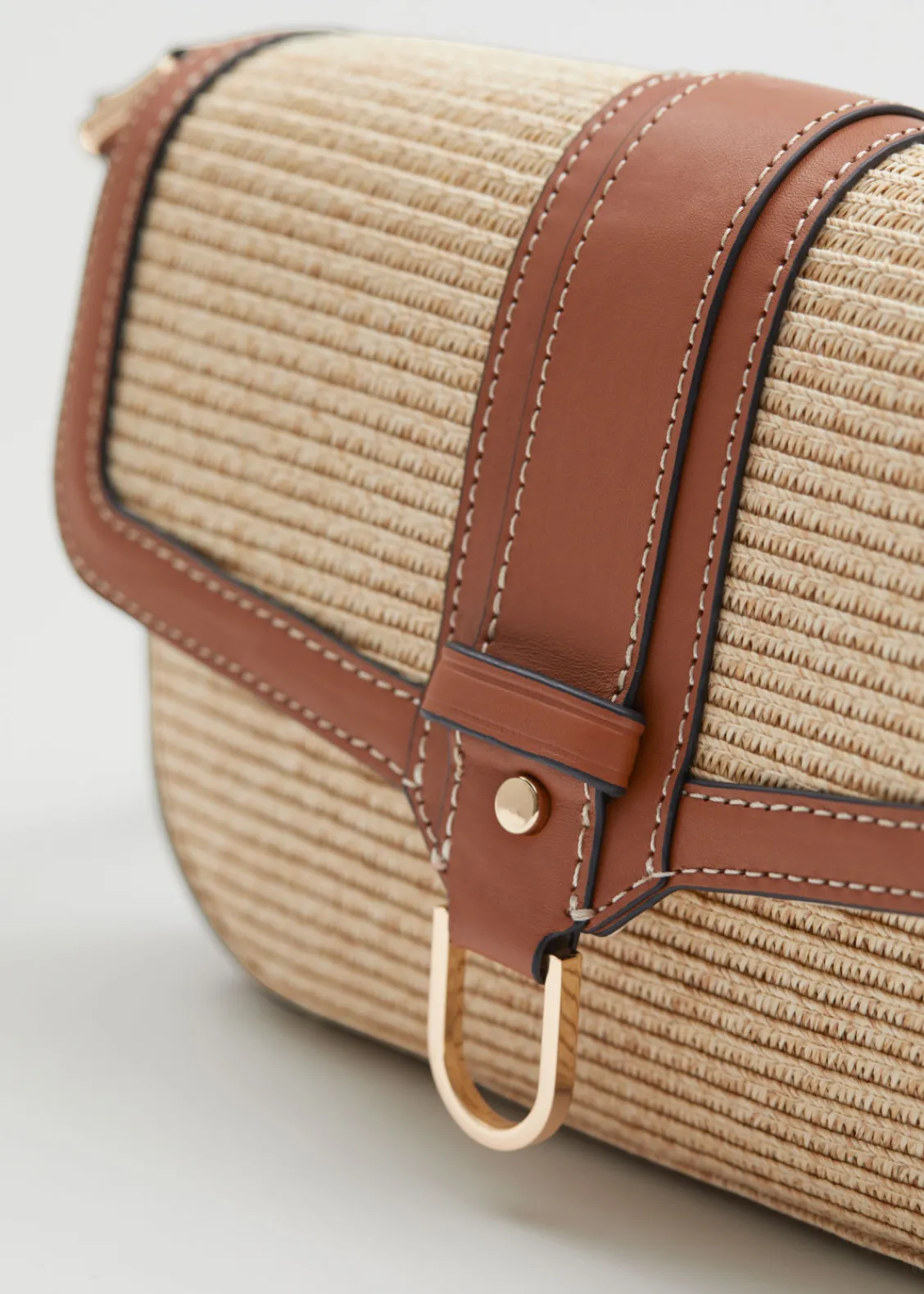 Flash Sale & Other Stories Sac En Paille à Bordures En Cuir Beige
